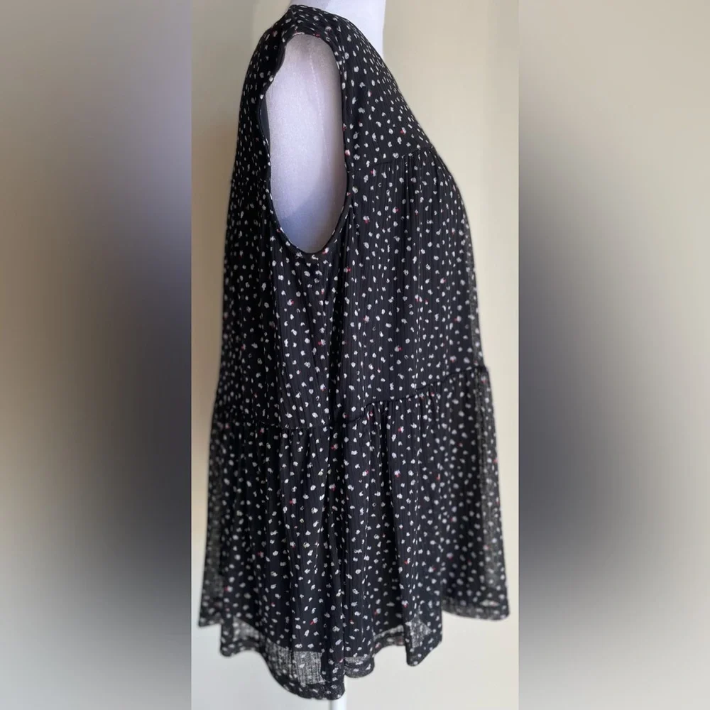 NWT JUICY COUTURE PULLOVER SLEEVELESS FLOWY BLOUSE SZ L, BLACK/PINK - Picture 5 of 15